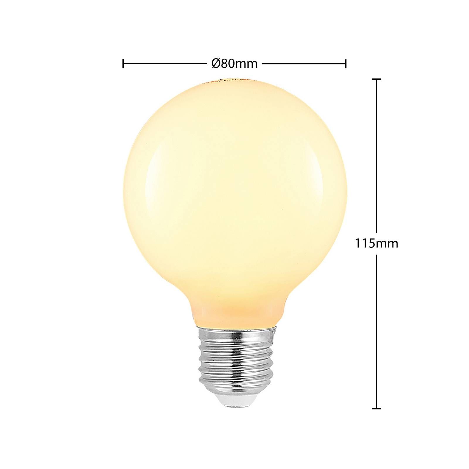 Arcchio LED žiarovka E27 8W G80 2 700 K stmieva, opál, 3ks, E27, 8W, Energialuokka: E, P: 11.5 cm