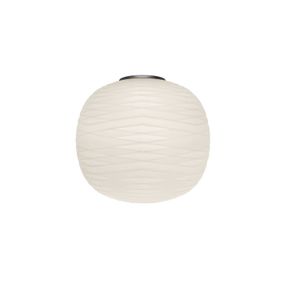 Foscarini Gem semi nástenné svietidlo sklo, grafit, Obývacia izba / jedáleň, ručne fúkané sklo, kov, E27, 30W, L: 43 cm, K: 39cm