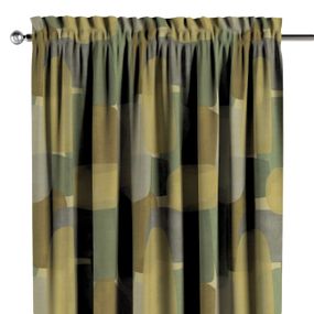 Dekoria Záves s navliekacou riasiacou páskou, geometrické vzory v zeleno - hnedých farbách, 130 × 260 cm, Vintage 70's, 143-72