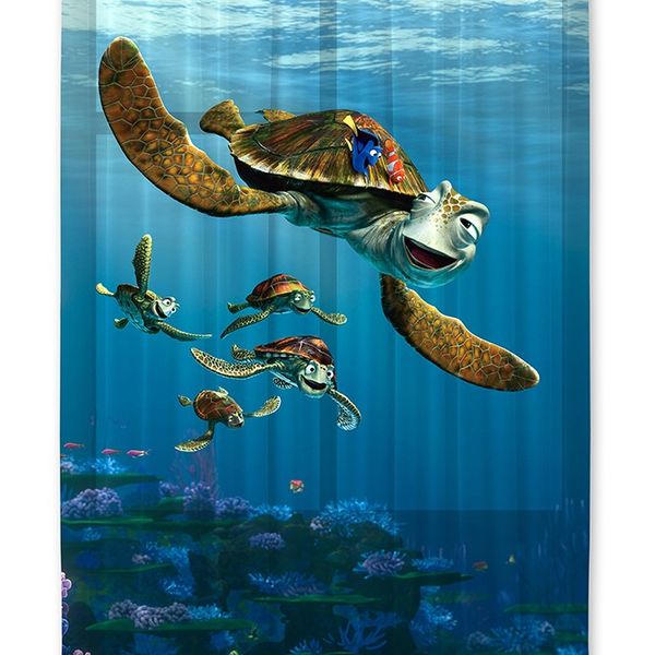 FCS L 7109 AG Design textilný foto záves detský obrazový Nemo Turtle - Korytnačka Disney FCSL 7109, veľkosť 140 x 245 cm