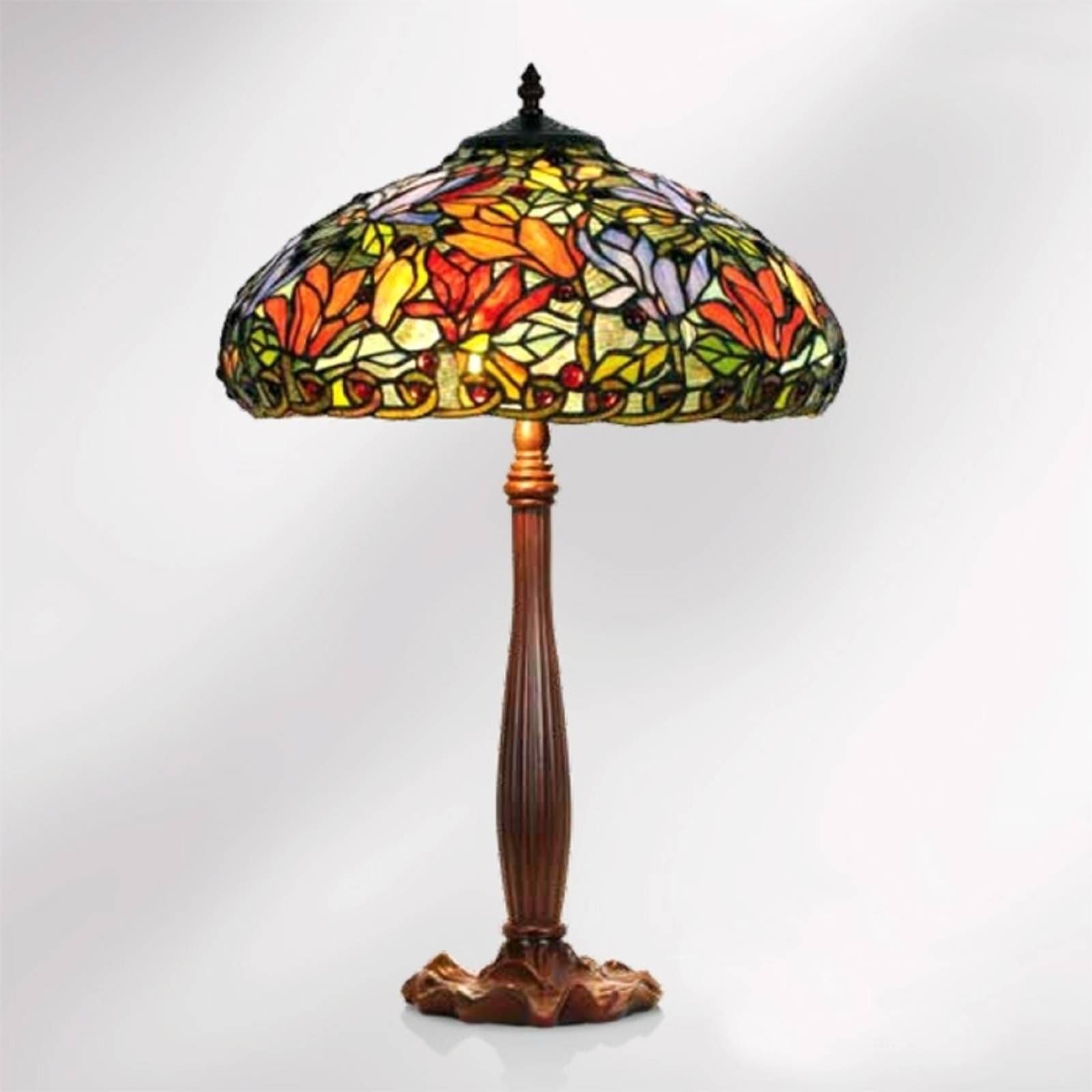 Artistar Stolná lampa Elaine v štýle Tiffany, vysoká 64 cm, Obývacia izba / jedáleň, sklo, kov, E27, 60W, K: 64cm