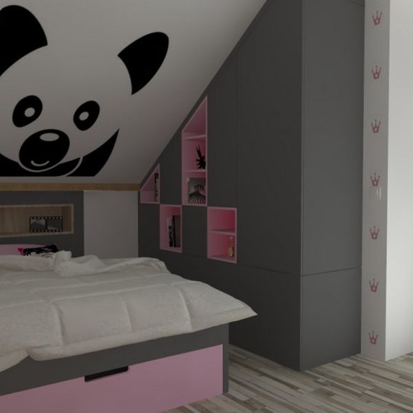 Pieris design Panda - nálepka na stenu strieborná