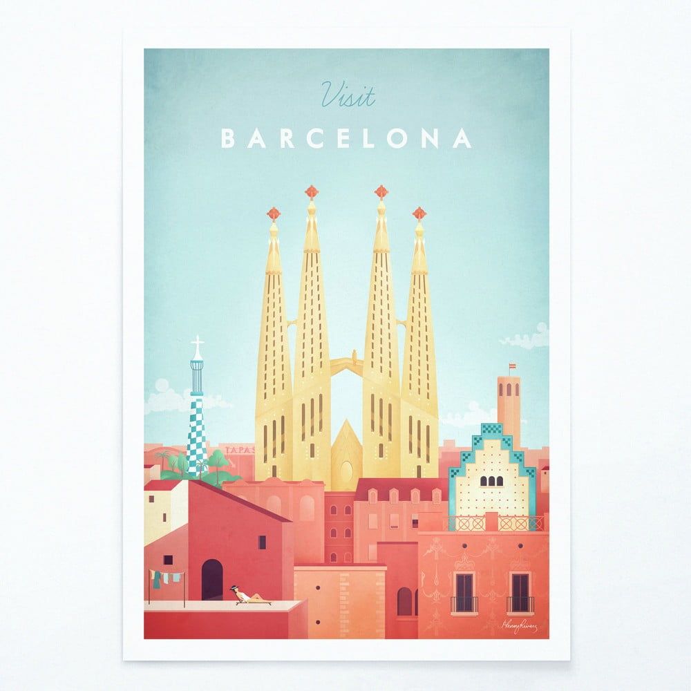 Plagát Travelposter Barcelona, 30 x 40 cm