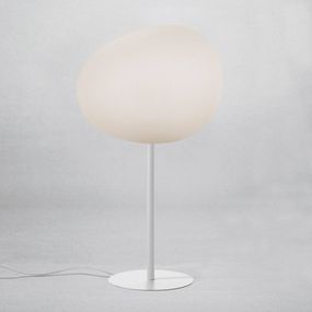 Foscarini Gregg grande alta stolová lampa, biela, Obývacia izba / jedáleň, sklo ručne fúkané, kov, E27, 57W, K: 84cm