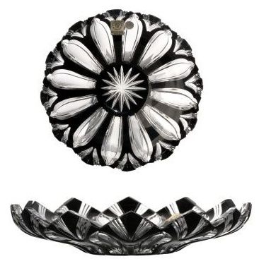 Krištáľový tanier Lotos, farba čierna, priemer 180 mm