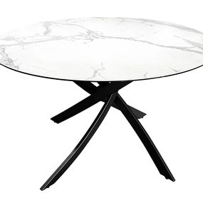 Okrúhly jedálenský keramický stôl Halia 120 cm biely