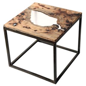Sconto Odkladací stolík RESIN 50x50 cm, transparentná/sivá