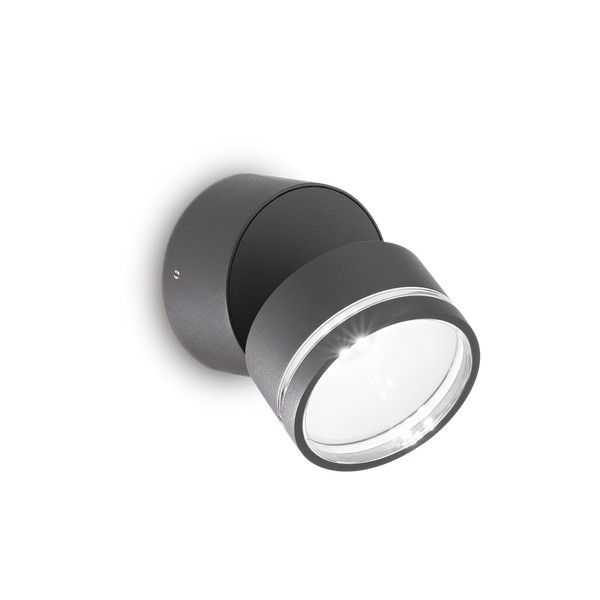Ideal Lux 285450 OMEGA ROUND vonkajšie nástenné svietidlo LED D90mm 7W/610lm 3000K IP54 antracit