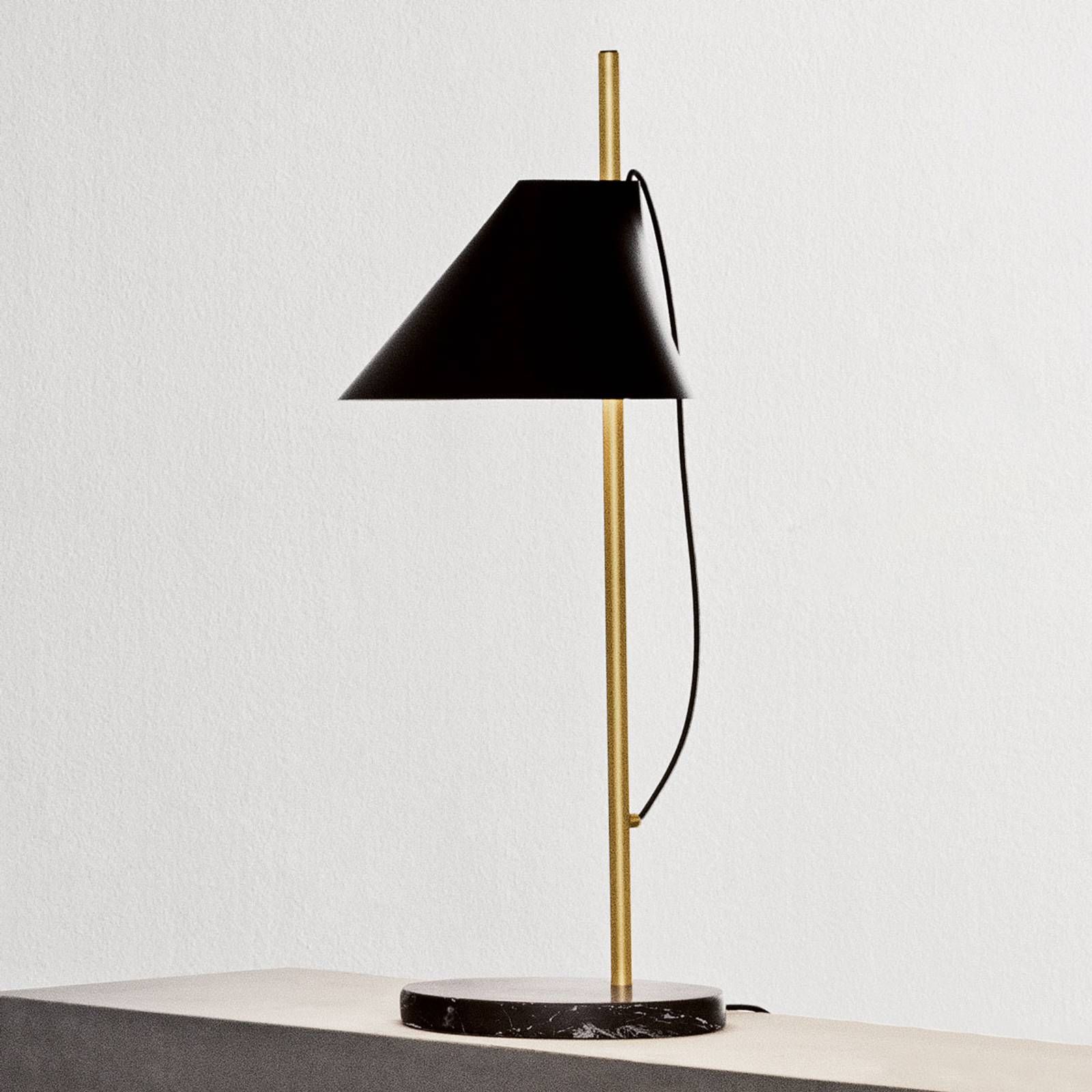 Louis Poulsen stolná lampa mramor Yuh Brass čierna, Spálňa, hliník, mosadz, taliansky mramor, 10W, K: 61cm