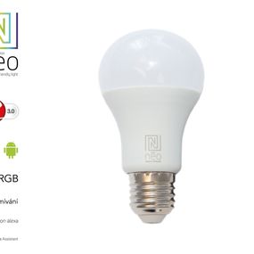 Immax 07115L NEO Smart žiarovka LED E27 9W RGBW- farebná aj teplá biela, stmievateľná, Zigbee 3.0