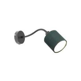 Nástenná lampa čierna so zeleným vypínačom a ohybným ramenom - Merwe