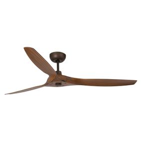 FARO BARCELONA Stropný ventilátor Morea L DC 3 lopatky tmavohnedá, Obývacia izba / jedáleň, ABS plast, oceľ, K: 28cm