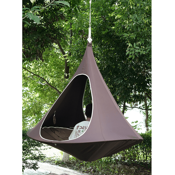 Závesné hojdacie kreslo, sivohnedá TAUPE, KLORIN NEW TYP 2 BIG SIZE CACOON HAMMOCK