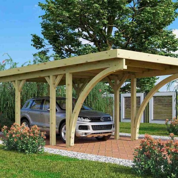 Drevený prístrešok / carport CLASSIC 2C s plechmi Lanitplast | Pohodo.sk