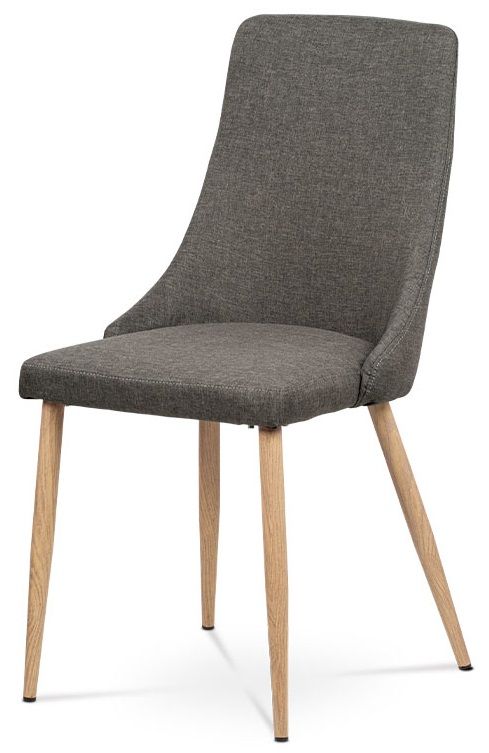 AUTRONIC Jedálenská stolička, coffee látka, kovové nohy, dekor dub