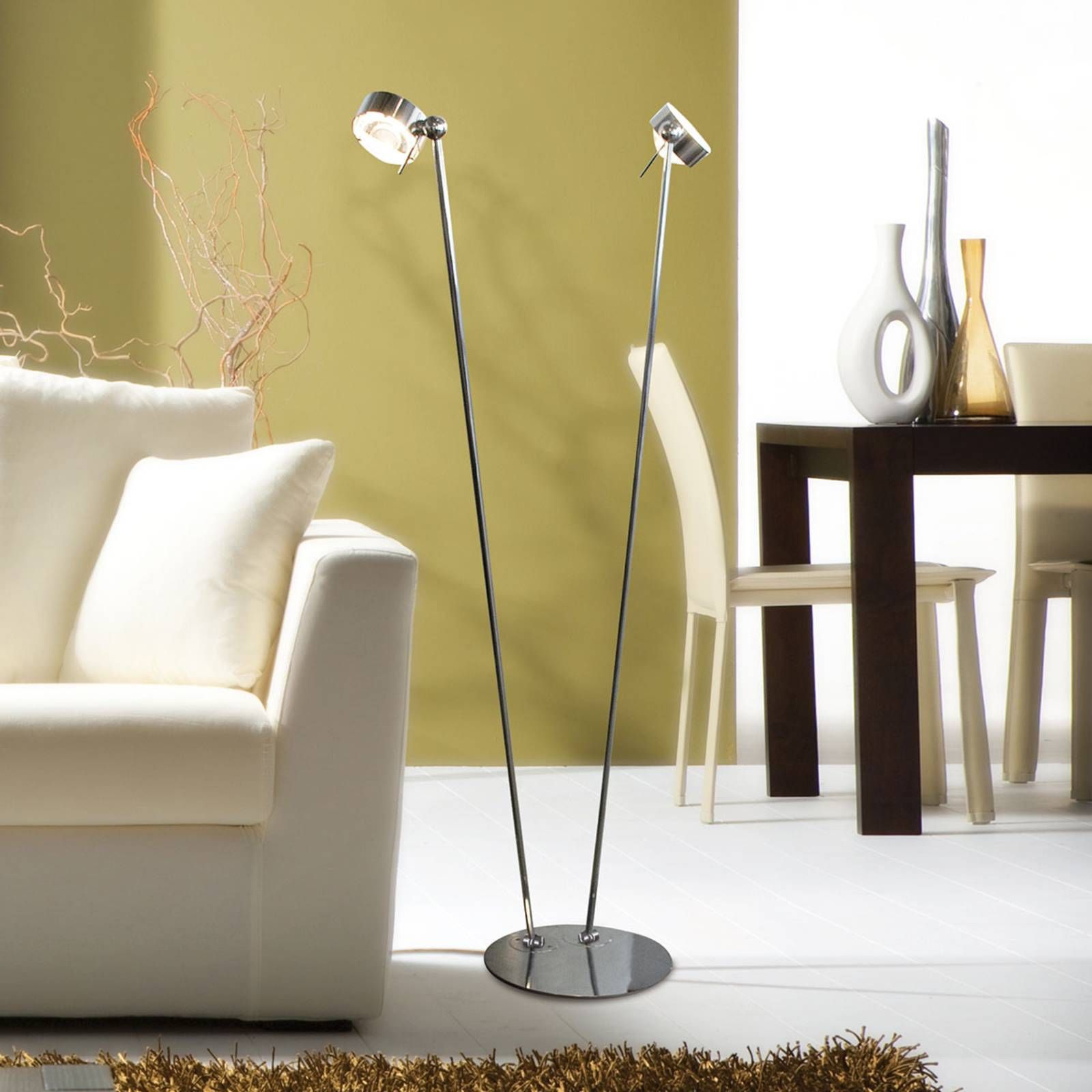 Top Light Flexibilná lampa PUK FLOOR chróm, Obývacia izba / jedáleň, kov, sklo, G9, 48W, K: 125cm