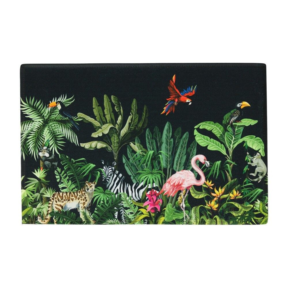 Čierna rohožka s motívom džungle Jungle black - 75 * 50 * 1cm