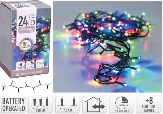 Kinekus Svetlo vianočné 24 LED farebné, s časovačom a funkciami, vonkajšie/vnútorné xxx