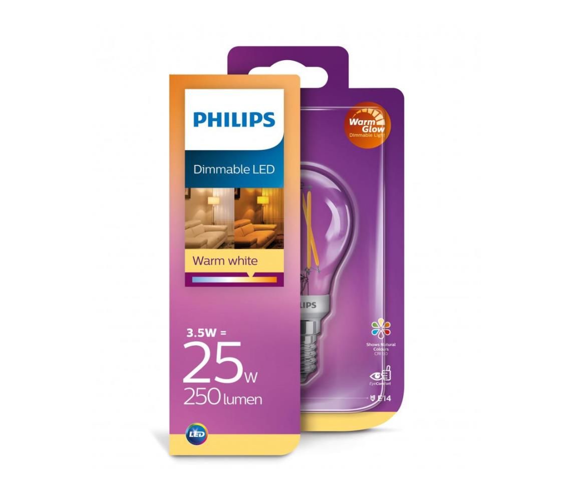 LED Stmievateľná žiarovka Philips Warm Glow E14/3,5W/230V 2200K-2700K