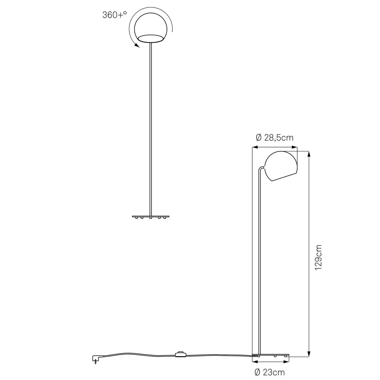 NYTA Nyta Tilt Globe Floor stojaca lampa oceľ, čierna, Obývacia izba / jedáleň, hliník, ušľachtilá oceľ, E14, 46W, K: 129cm