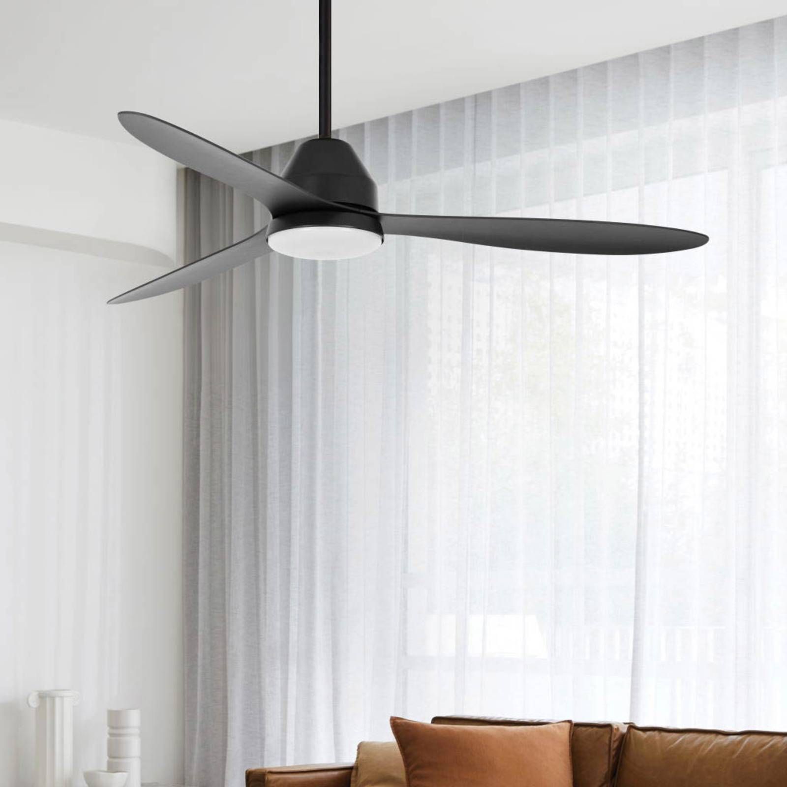 Beacon Lighting Stropný ventilátor Whitehaven s LED svetlom čierna, Obývacia izba / jedáleň, plast ABS, GX53, 19W, K: 33cm