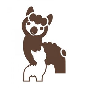 Pieris design Lama s mláďaťom - nálepka na stenu biela