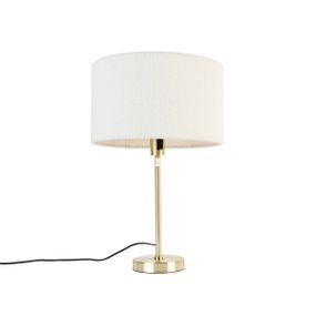 Stolná lampa zlatá nastaviteľná s tienidlom boucle biela 35 cm - Parte