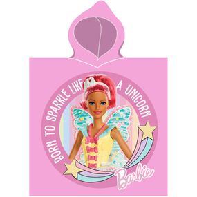 Carbotex · Detské / dievčenské plážové pončo - osuška s kapucňou Barbie a kúzelný jednorožec - 100% bavlna - 50 x 115 cm