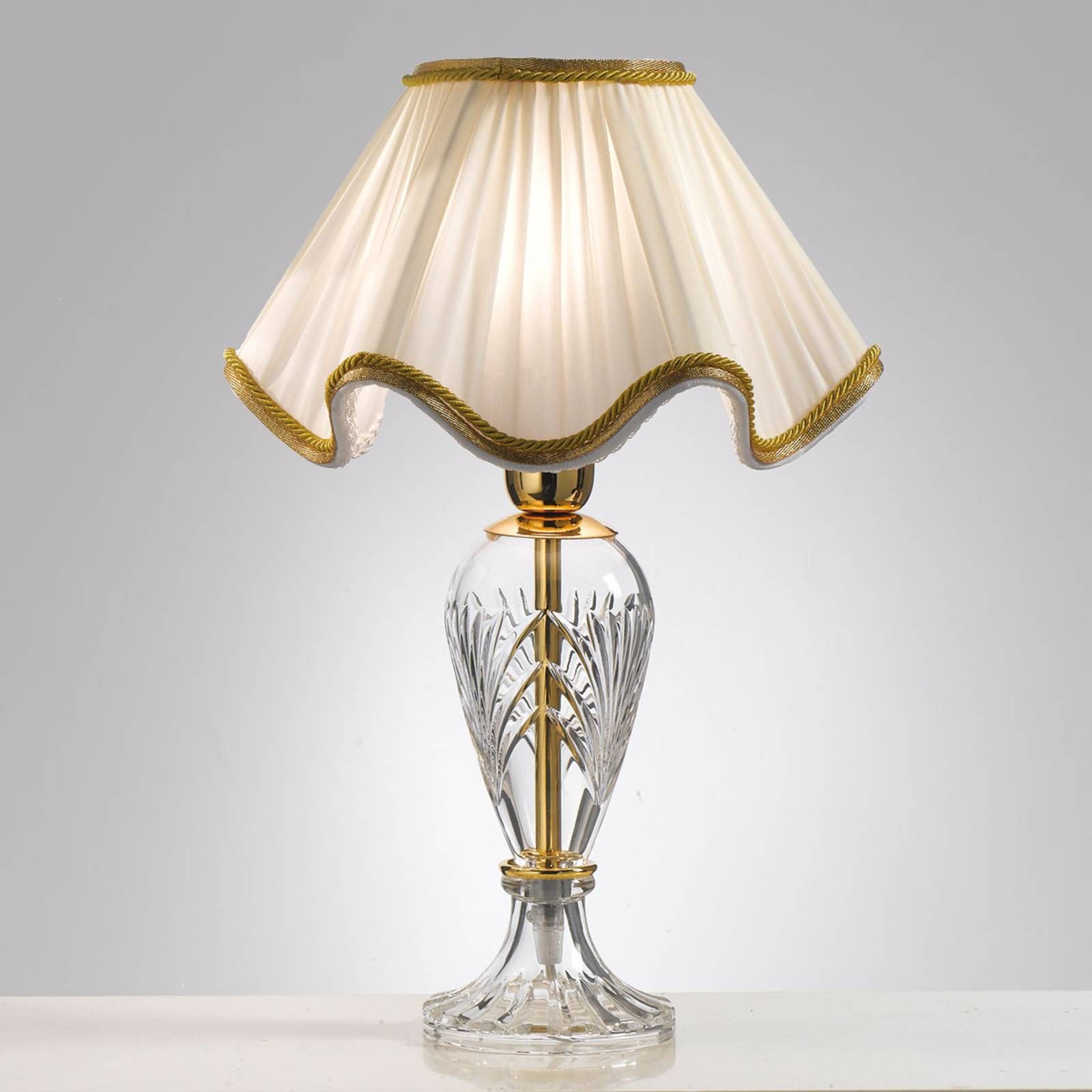 Cremasco Stolná lampa Belle Epoque, 30 cm vysoká, Obývacia izba / jedáleň, látka, kov, sklo, E27, 60W, K: 48cm