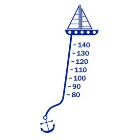 Pieris design Loď s kotvou - detský meter na stenu levanduľová