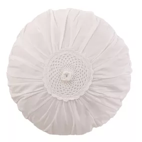 Biely bavlnený okrúhly vankúš s čipkou Lace white - Ø 39*12cm