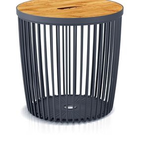 Stolík s vekom Clubo 335x330 mm, 2v1, univerzálny kôš, bambusové veko, 25 lit., antracit
