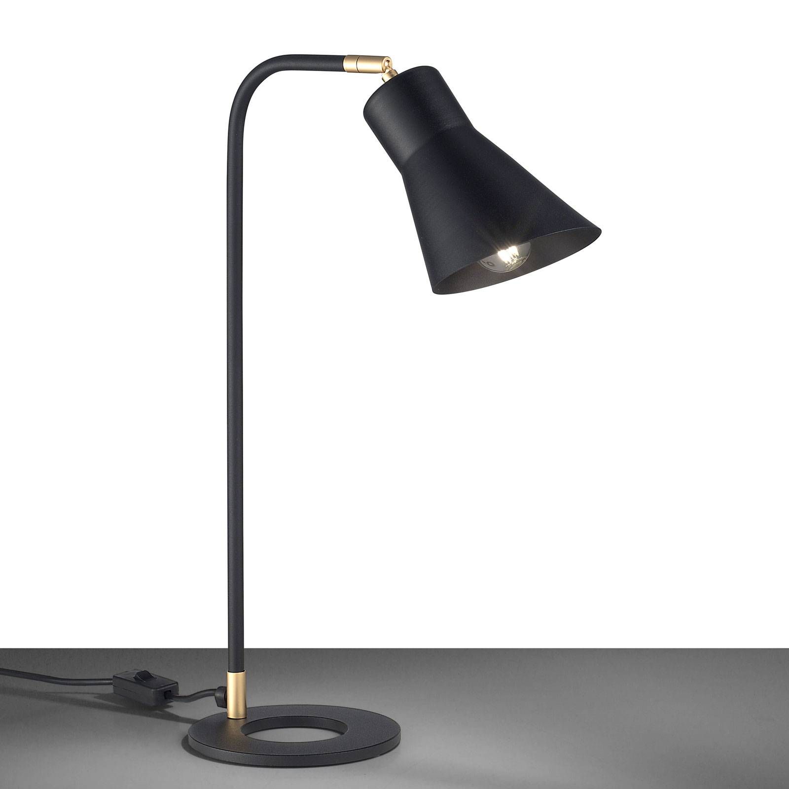 Metallux Stolná lampa Conico, čierna/zlatá, Obývacia izba / jedáleň, železo, E27, 40W, K: 53cm
