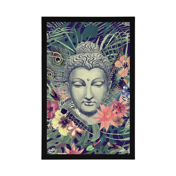 Plagát Budha na exotickom pozadí - 30x45 white