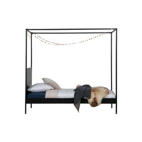 Čierna posteľ s baldachýnom WOOOD Dani, 90 x 200 cm