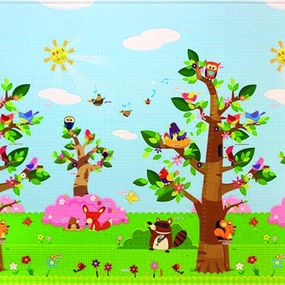Dwinguler Obojstranný protišmykový koberec Vtáky v korunách stromov - 140x210 cm