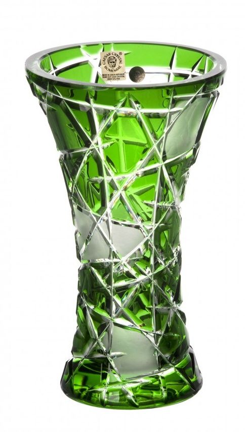 Krištáľová váza Mars, farba zelená, výška 205 mm