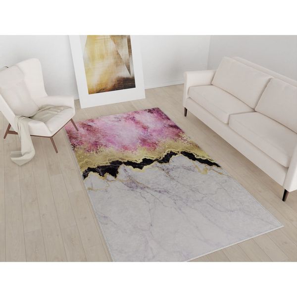 Bielo-ružový umývateľný koberec behúň 80x200 cm – Vitaus