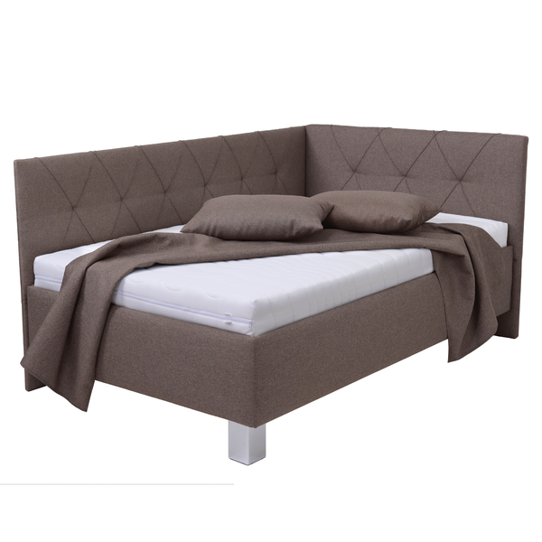 Sconto Rohová posteľ s matracom AFRODITE hnedá, 90x200 cm