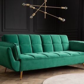Estila Art-deco dizajnová sedačka Rimadea v smaragdovozelenej farbe 215cm
