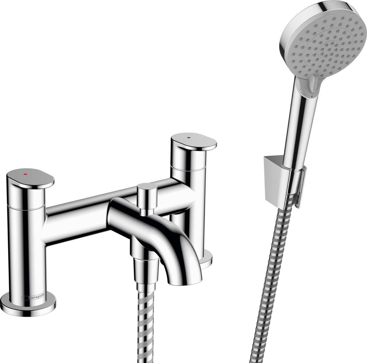 Hansgrohe Vernis Blend - 2-otvorová batéria na okraj vane s prepínacím ventilom a ručnou sprchou Vernis Blend Vario, chróm 71461000