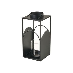 Čierny kovový lampáš Casa Selección, výška 35 cm