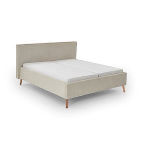 Krémová čalúnená dvojlôžková posteľ s úložným priestorom s roštom 160x200 cm Riva – Meise Möbel