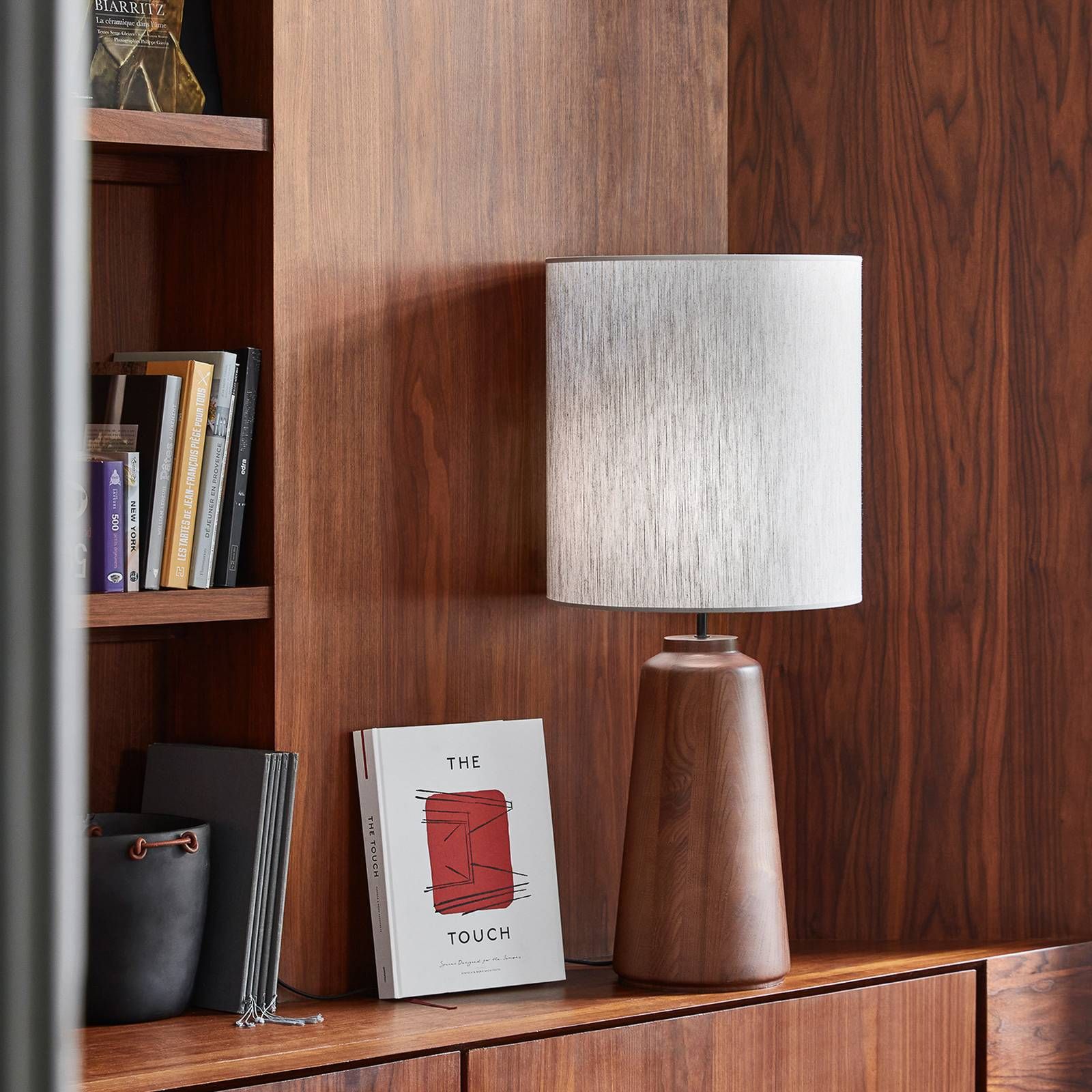 MARKET SET Mokuzaï stolová lampa biela výška 93 cm, Obývacia izba / jedáleň, drevo, textil, E27, 60W, K: 93cm