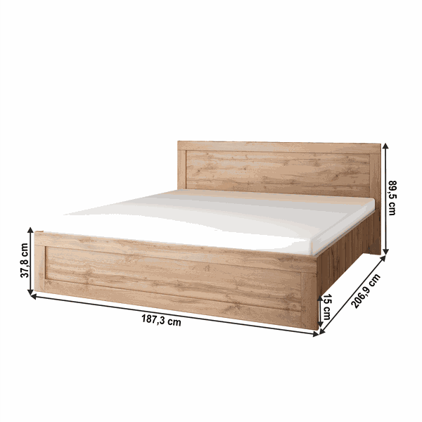 Manželská posteľ, 180x200, dub wotan, MORATIZ