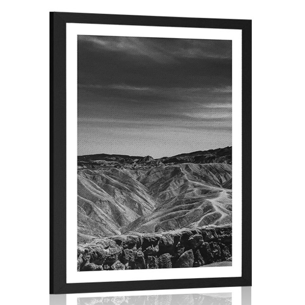 Plagát s paspartou Národný park Death Valley v čiernobielom prevedení - 30x45 black