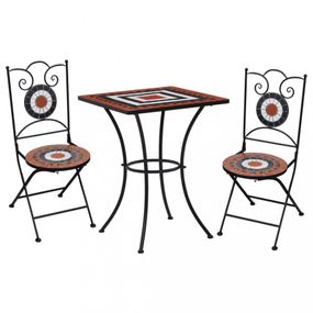 Mozaikový bistro set 3 ks Dekorhome Biela / oranžová