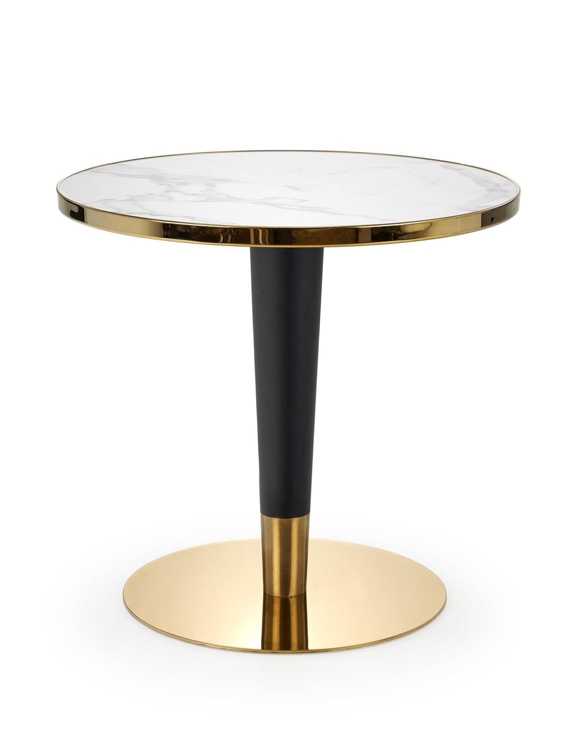 Halmar MORATA stôl okrúhly, biely mramor/čierny/zlatý