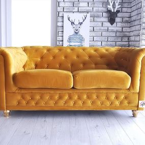 Sedačka Chesterfield vo farbe GOLD