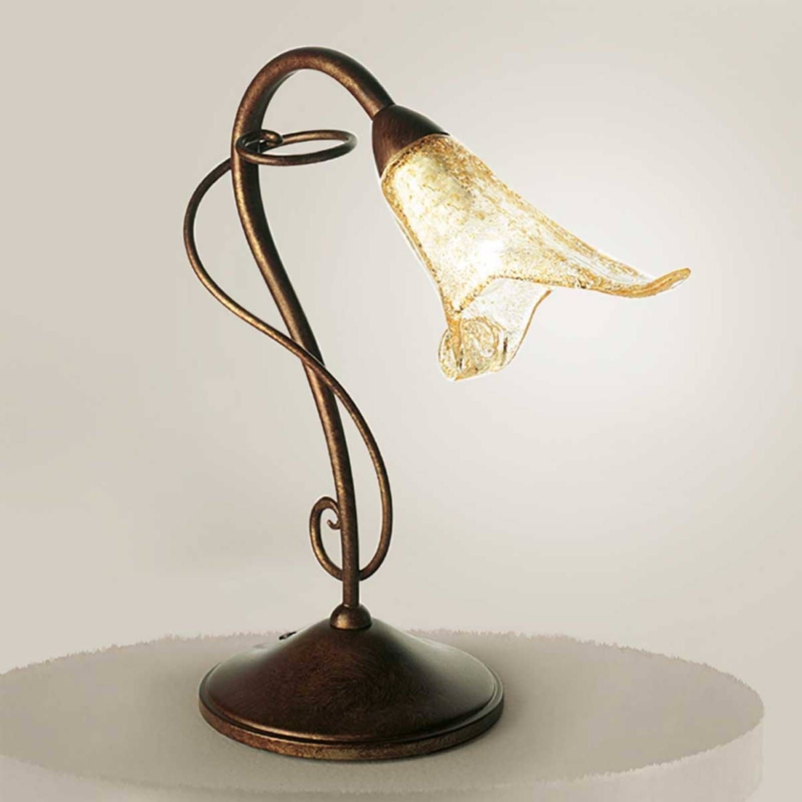 Lam Stolná lampa v tvare kvetu Riccardo, Obývacia izba / jedáleň, kov, sklo, E14, 40W, K: 38cm